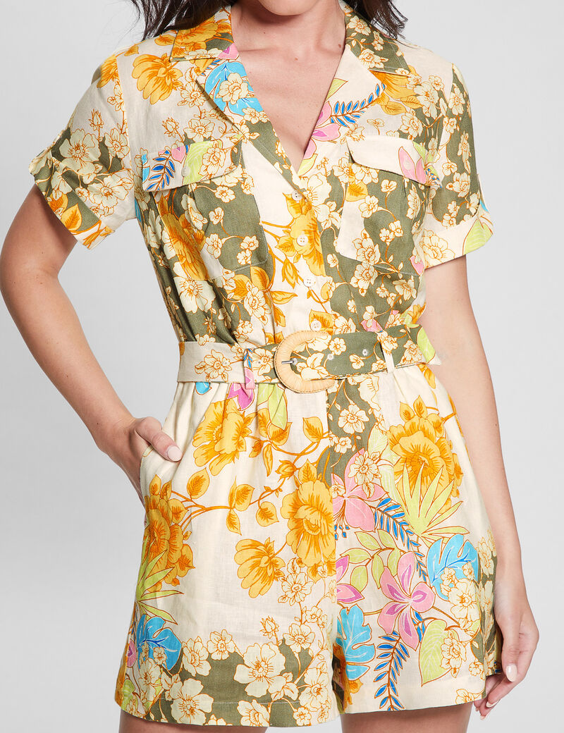 Printed Linen Romper