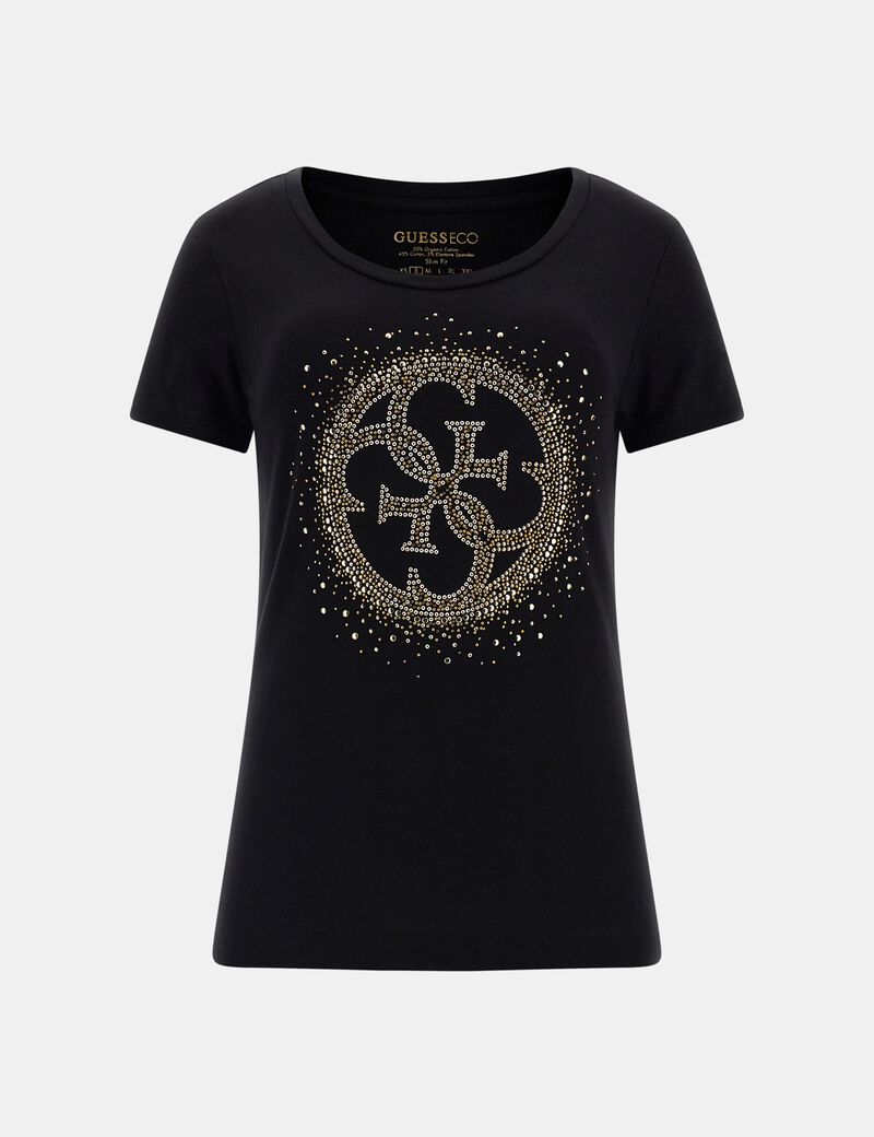 Rhinestones Logo Stretch T-Shirt