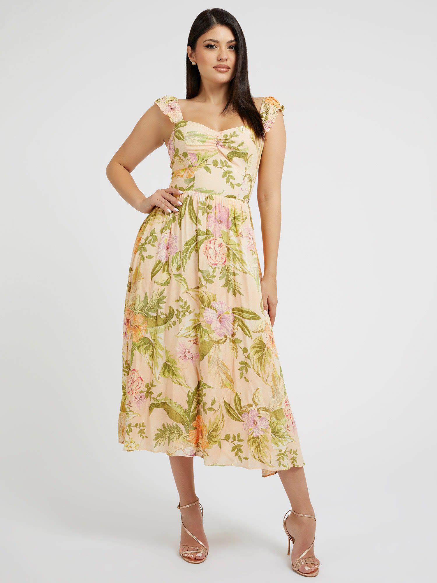 Guess yellow clearance floral dress