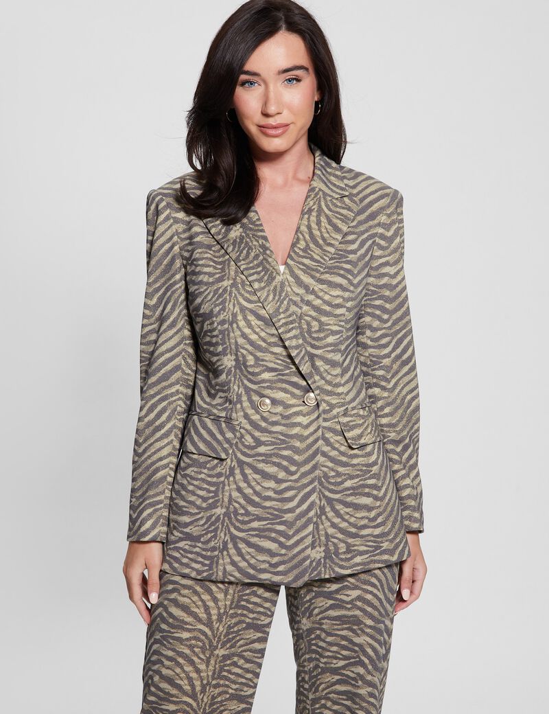 Double breasted zebra print blazer