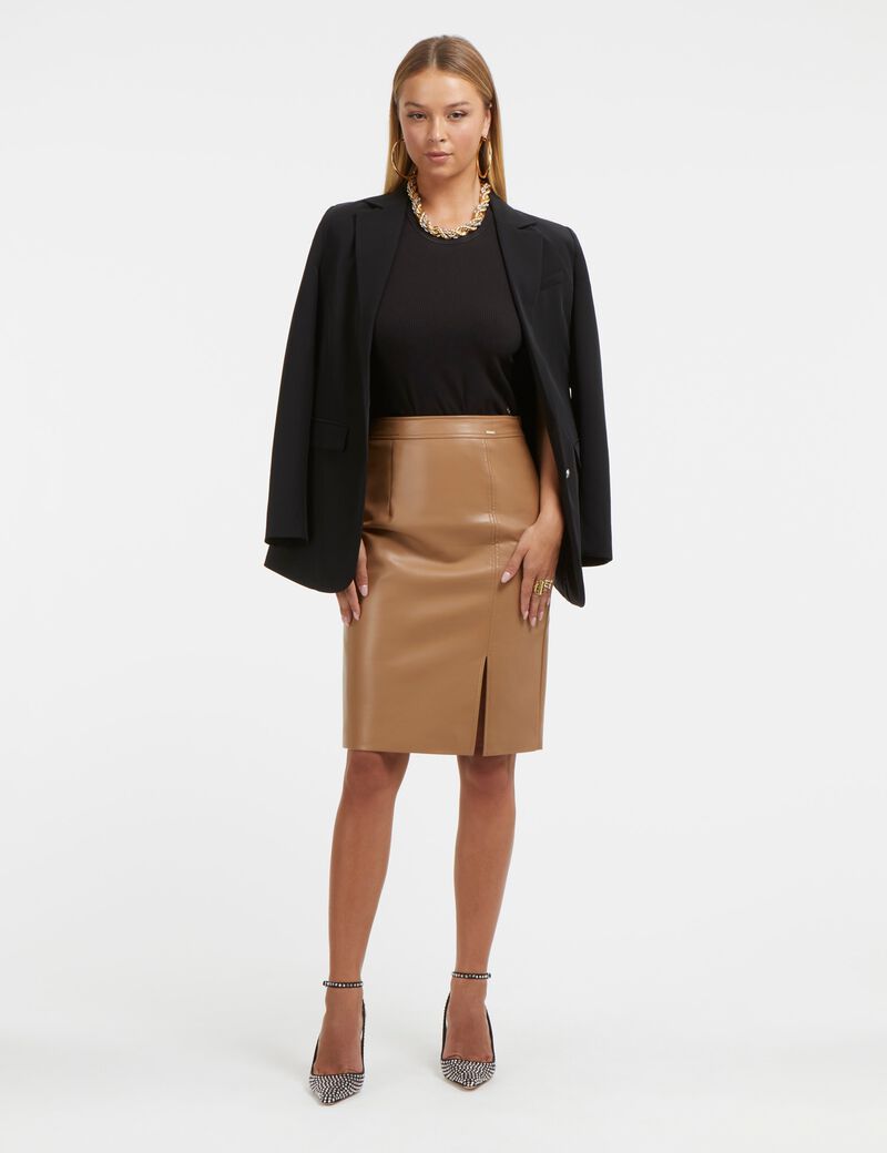 Faux Leather Midi Skirt