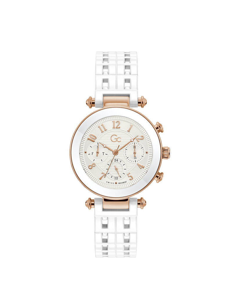 Gc Rose Gold And White Multifunction Watch