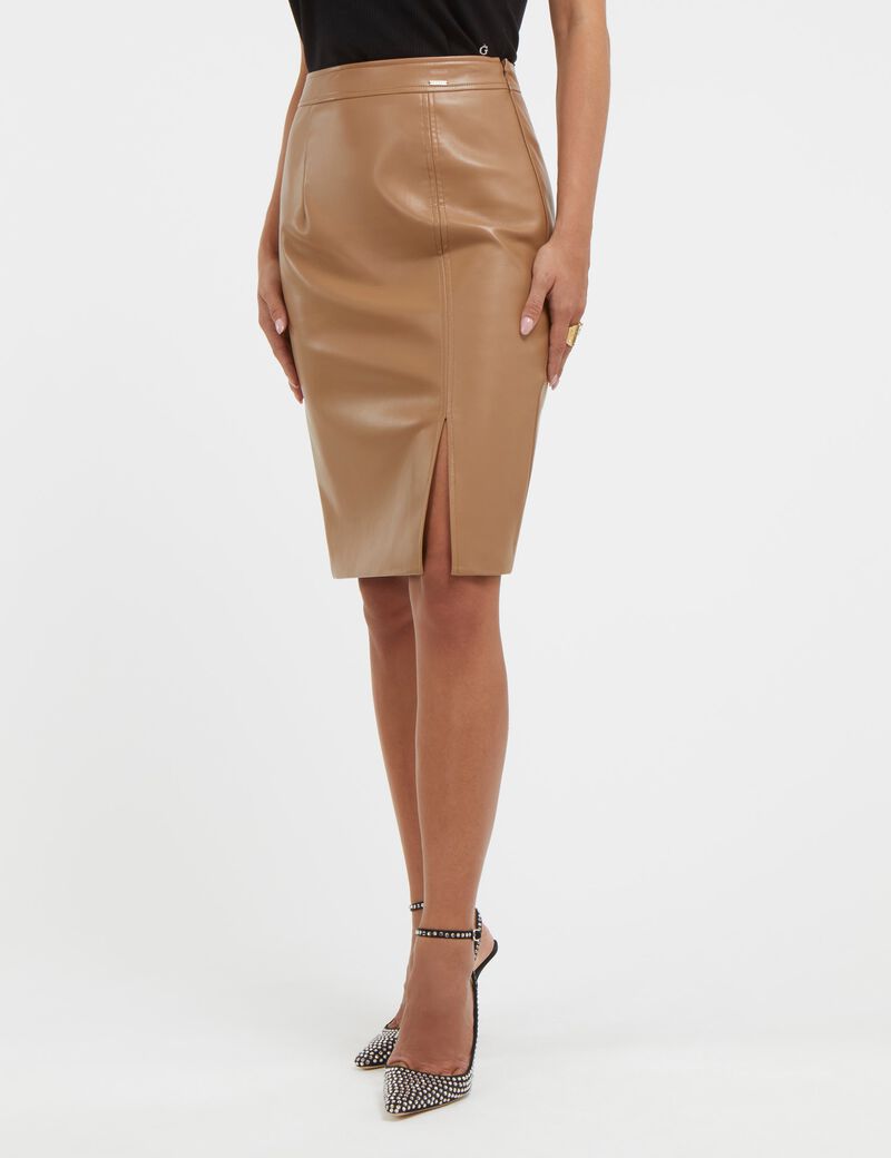 Faux Leather Midi Skirt